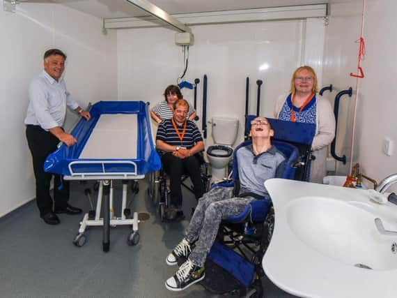 (from left Coun Mel Speding opens one of the new specialist rest rooms on Seaburn promenade  with  Jodie Williams, Gavin Barr, Sharon Bell and Phil Hughes from Sunderland People First and the Disability Independence Advisory Group.