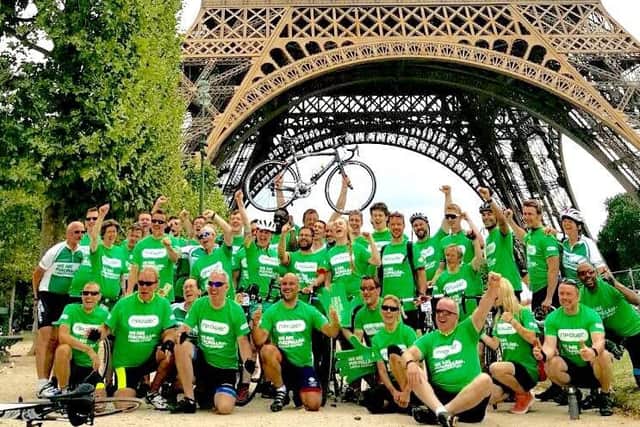 The npower team at the foot of the Eiffel Tower