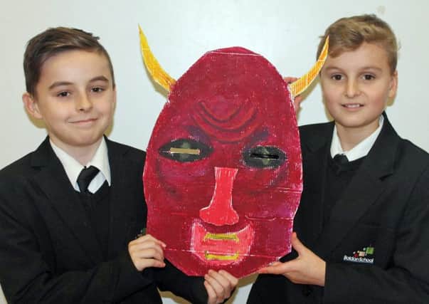 Brandon Woodward, left, and Ben Forster were among the Boldon School pupils who studied Japanese Noh Theatre.