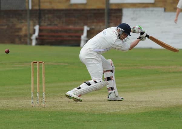 Eppleton batsman Liam Dixon plays and misses against South Shields