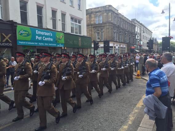 4th Regiment Royal Artillery parade through Sunderland's Fawcett Street on Saturday, July 30, 2016.