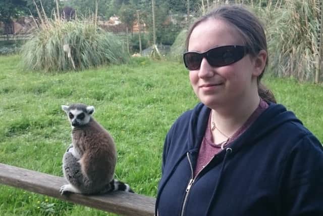 Ellie gets up close and personal with a Lemur at Blackpool Zoo