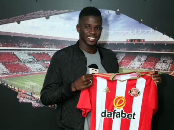Papy Djilobodji signed for SAFC on August 5. Picture: Sunderland AFC via Getty Images.