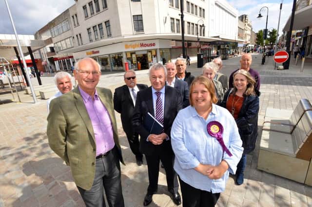 UKIP leadership candidate Lisa Duffy Front from left Stuart Agnew MEP and Richard Elvin