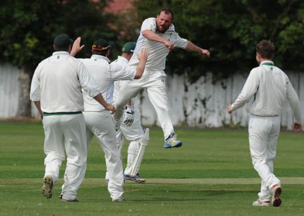 Boldon bowler Steve Lamb celebrates a wicket in Saturday's win over Seaham Harbour. Picture by Tim Richardson