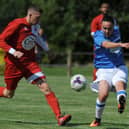 Seaham Red Star (right) take on Washington's Joe Walton in Saturday's Division One clash. Picture by Tim Richardson
