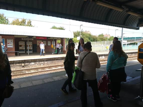 Passengers were told to leave the train at Brockley Whins. Picture: Steven Bourke.