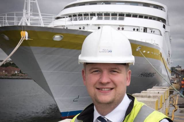 Mark Hassan, sales manager at Port of Sunderland, in front of Hamburg.