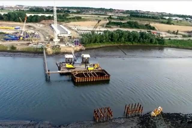 Drone footage from Echo reader Brian Priest of work on the new bridge over the Wear at South Hylton.