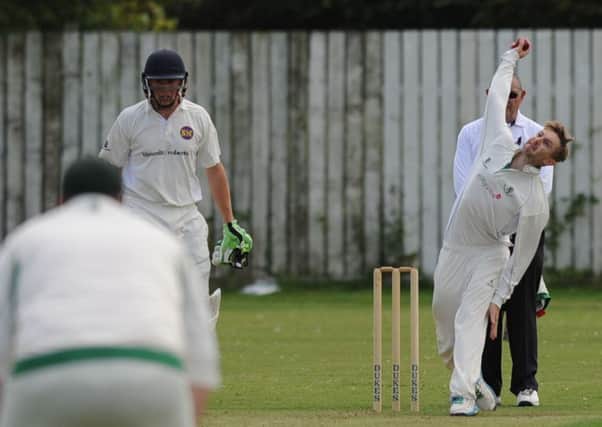 Boldon bowler Jack Sargon bowls against Seaham Harbour last weekend