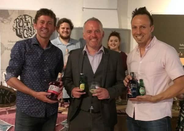 The House of Gin is the brainchild of Jamie Collin and John Bagnall who are pictured with UniSpace commercial manager, Mal Robinson (centre.)