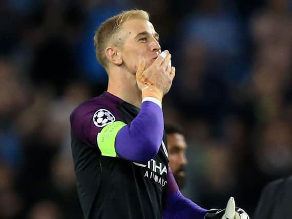Joe Hart thanks the Manchester City fans for their backing in their Champions League game on Wednesday. Pic: PA.