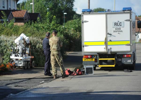 Police and Bomb Disposal teams at Lake Avenue, Marsden, South Shields
