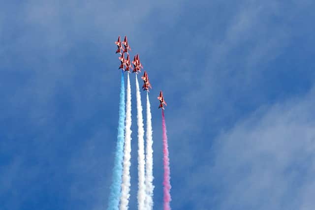 The Red Arrows in action at the Great North Run.