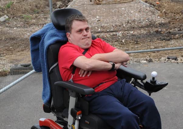 Wheelchair user Shaun Barker, whose five minute journey around Doxford Park took him over an hour and a half.