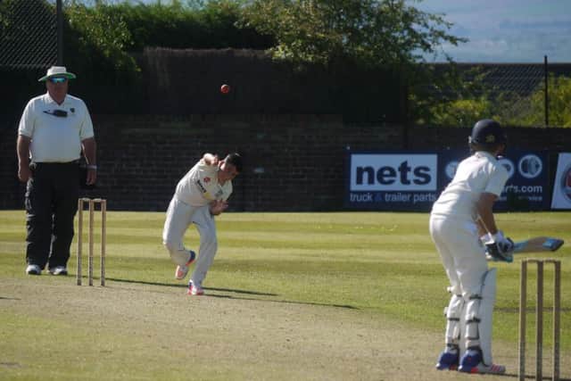 Mitchell Killeen bowls for Durham U12s against Cleveland. Picture by Sam Blacklock