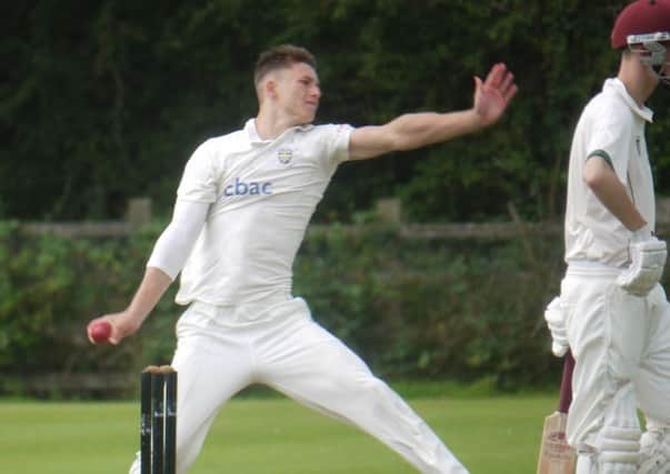 Luke Henderson bowls for Durham U19s against Derbyshire. Picture by Sam Blacklock