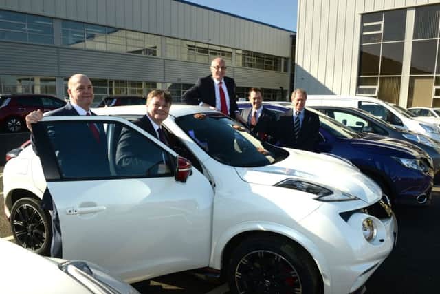 Launch of the North East Automotive Alliance: (from left) Sunderland City Council  Leader Coun. Paul  Watson; Iain  Wright MP for Hartlepool; Lawrence Davies, Automotive Investment Organisation;  Paul Butler,  CEO NEAA;, and Kevin Fitzpatrick, VP of NMUK and chairamn of NEAA