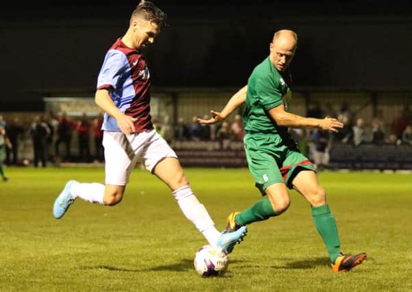 South Shields attack against Washington (green) in last night's Northern League game. Picture by Peter Talbot
