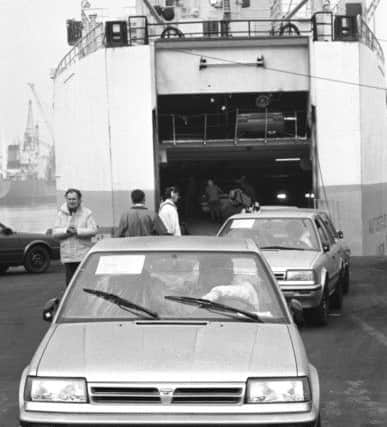 October 1988  - the first Nissan Bluebird for export is  loaded at Teesport