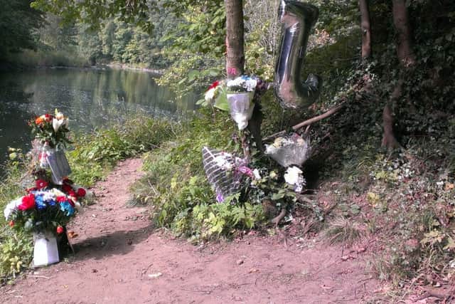 FILE PIC dated 11 September 2014   Tributes at the site on the bank of the River Wear at Finchale, near Durham City, where Jordan Roberts drowned on September 8. Pic by Rob Freeth