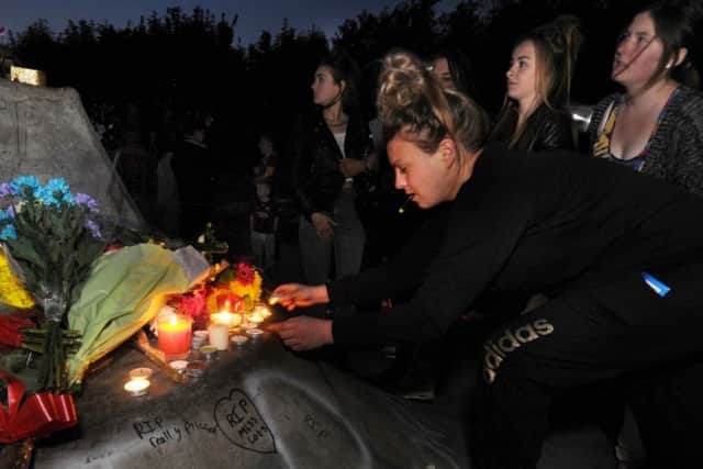 More than 200 youngsters gathered at Downhill to release Chinese lanterns and light candles in memory of their friend, Jordan Roberts.