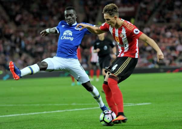 Adnan Januzaj tries to make an impact for Sunderland against Everton tonight. Picture by Frank Reid