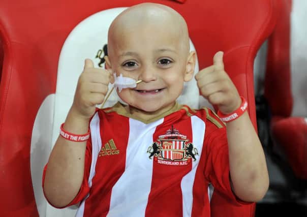Bradley Lowery is all smiles on the Sunderland bench ahead of kick-off. Picture by Frank Reid