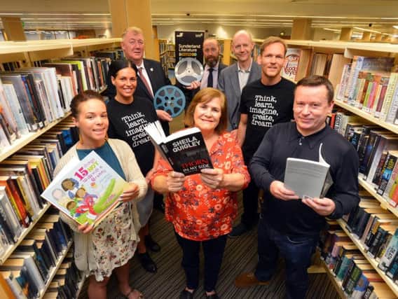 Sunderland's Literature and Creative Writing Festival launch. Front from left, author's Holly Sterling, Sheila Quigley and Alan Parkinson.
Back from left, Kay Wood, Coun John Kelly, Iain Rowan, Tim Crocker and Craig Smith.