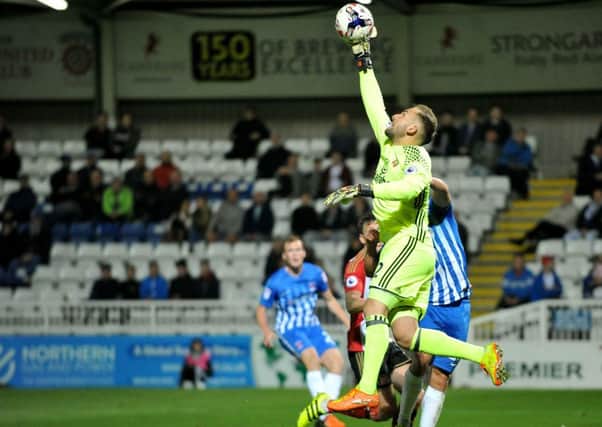 Sunderland keeper Mika reaches to deal with a high ball at Hartlepool United last night. Picture by