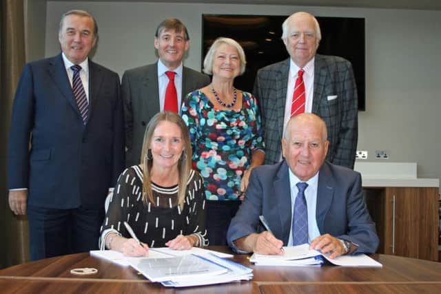 The Foundation of Light Trustees (rear from left) Sir Peter Vardy; North East England Chamber of Commerce chief executive James Ramsbotham; Kate Adie and Sir Tim Rice with (front) Foundation CEO Lesley Spuhler OBE and chairman Sir Bob Murray CBE