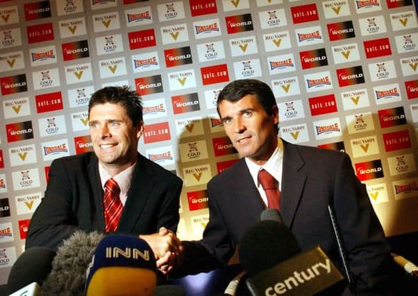 The good old days: Roy Keane with Sunderland chairman Niall Quinn (left)