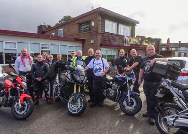 Landlord at The Mallard pub, Stockton Road, Seaham, Gordon Littlewood (right) and friends who are biking around the coast of England to raise money for Bradley Lowery