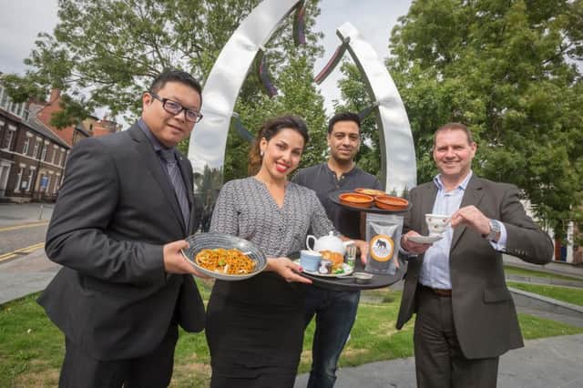 Ken Dunbar, Chief Executive of Sunderland BID (right) joins Ian Wong from Asiana (left), Cindy Godoy from The Elephant Tea Rooms and Kam Chera from the Funky Indian Picture: DAVID WOOD