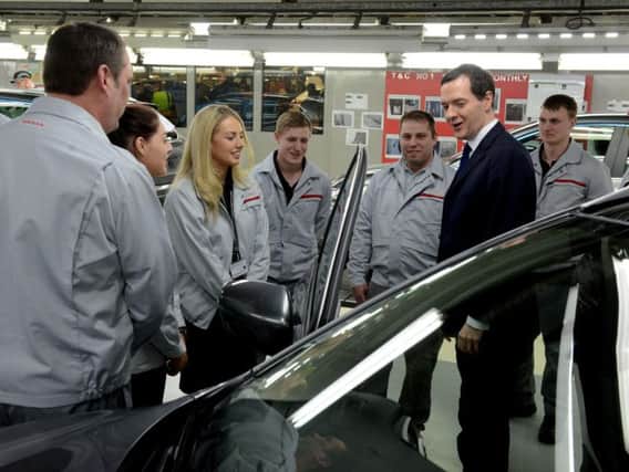 George Osborne on a visit to Nissan.