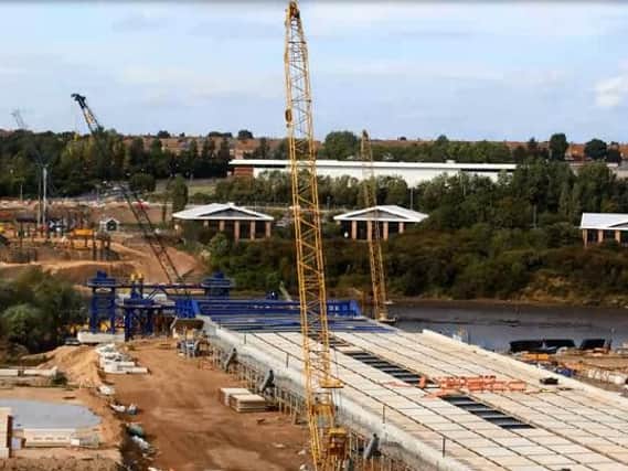 The first new bridge over the River Wear in 40 years is taking shape.