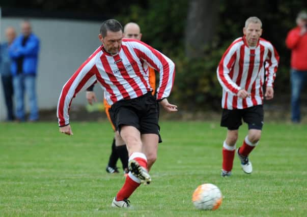 Wearmouth Old Boys (red and white) take on Roseberry Grange in the Over-40s League last weekend