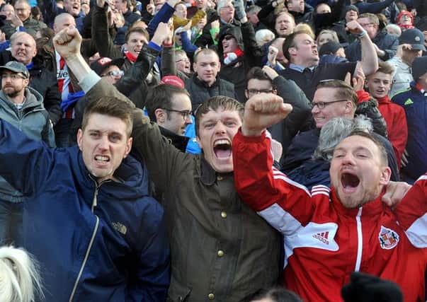 Sunderland fans celebrate Jermain Defoe's late equaliser in last season's 1-1 draw at Stoke. Picture by Frank Reid