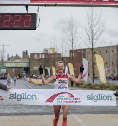 Michelle Nolan win the women's Siglion Sunderland City Half Marathon. Photo by Sought After Photography