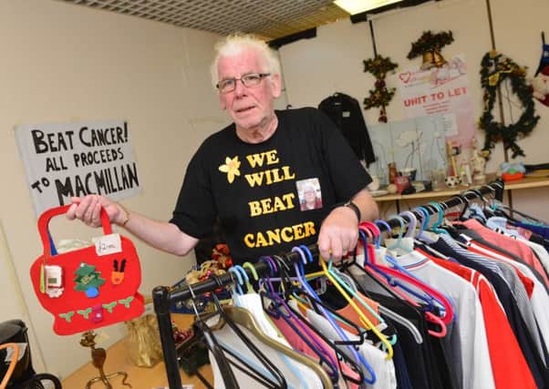 Lung cancer sufferer Roger Morrison's charity stall.