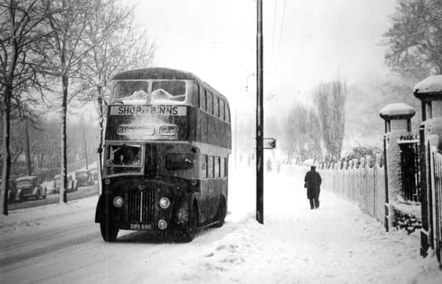 A bus struggles  up Ryhope Road in the winter of 1958.