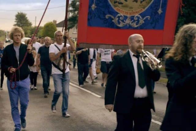 Grayson Perry, far left, at the annual Durham Miners' Gala