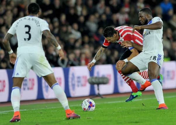 Victor Anichebe battles against Southampton. Picture by Frank Reid