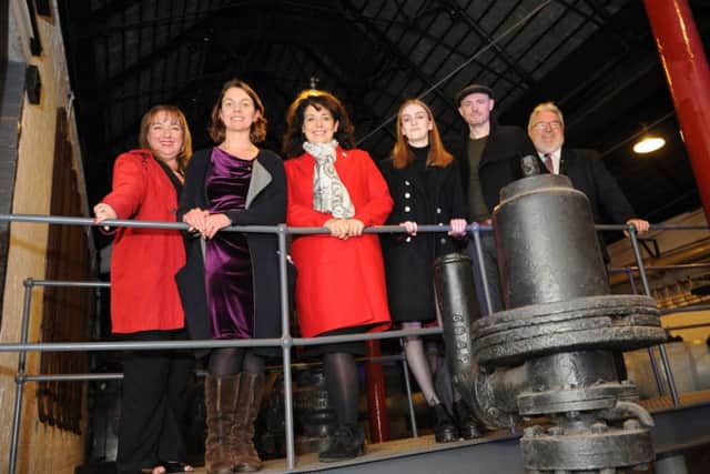 Launch of Sunderland's City of Culture Bid 2021 at Ryhope Engine Museum.  Bid Director Rebecca Ball, MP's Julie Elliott, Sharon Hodgson, chairman Graeme Thompson, Inventor Dominic Wilcox, and student Emmie Thompson.