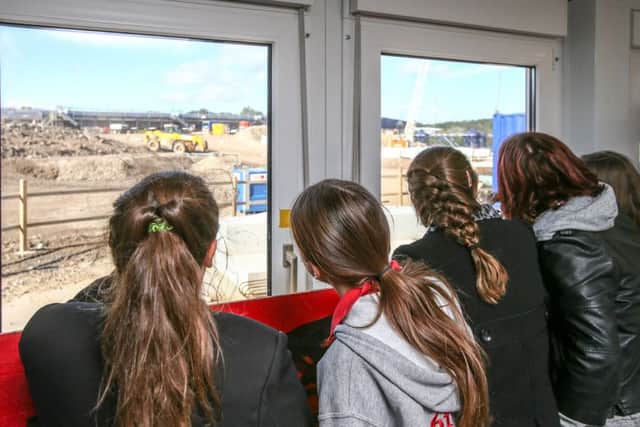 Pupils from Barbara Priestman Academy check out the site of the New Wear Crossing site in Sunderland.