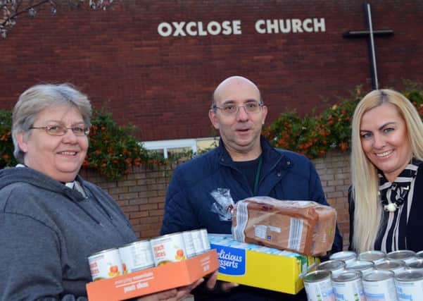 Washington foodbank. From left acting chair Rev Julie Wing, project manager Andrew Hoseason and volunteer secretary Donna Hannah