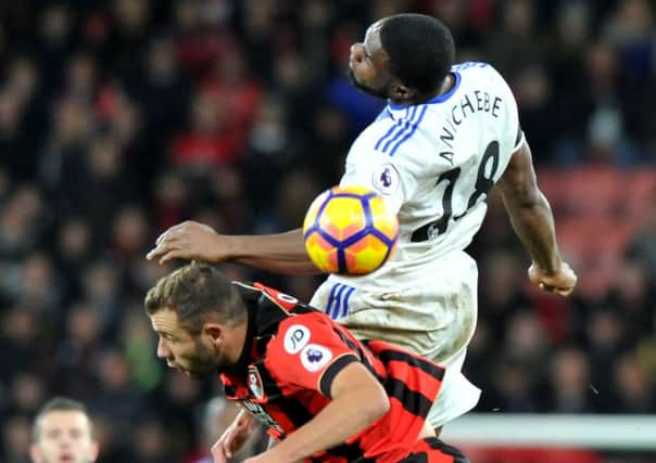 Victor Anichebe makes his presence felt in Saturday's win at Bournemouth. Picture by Frank Reid