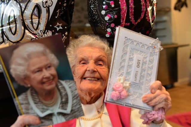 Charlotte Deacon donates funds to Blind Children UK from her 100th birthday collection.