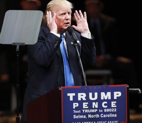 Republican presidential candidate Donald Trump gestures as he speaks during a campaign rally this week.