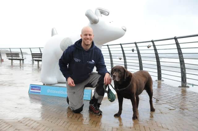 Great North Snowdogs sponsored walk organiser PetnPony's Gavin Hughes and dog Cinder.